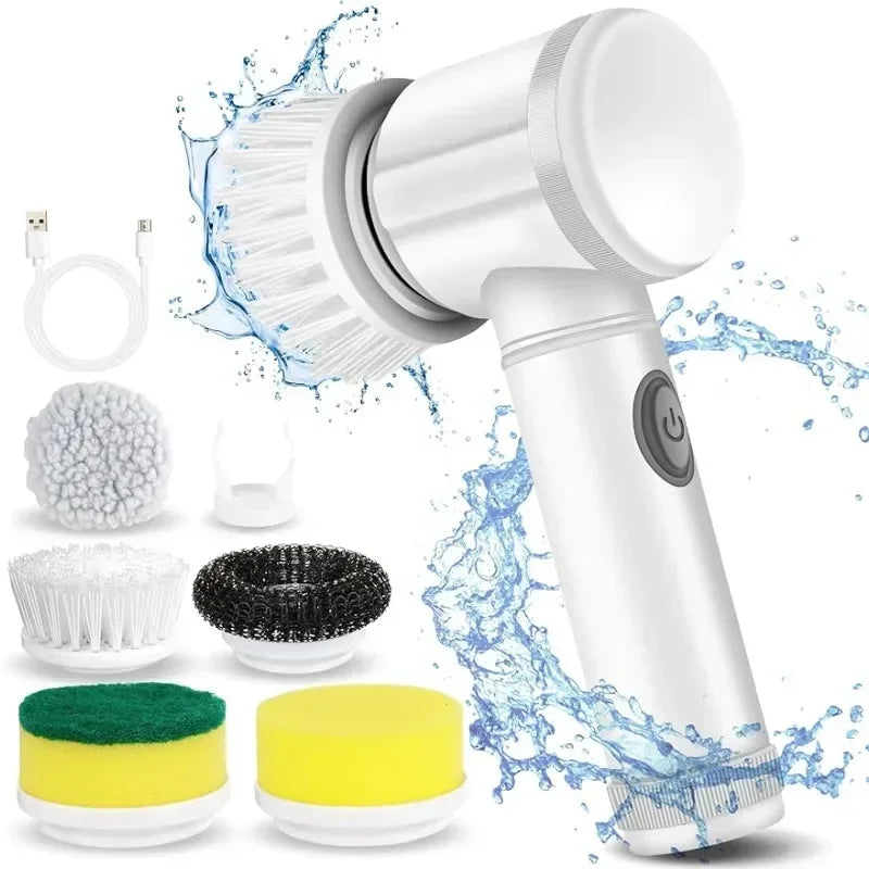 Electric Spin Scrubber โ Power Cleaning Brush with 5 Replaceable Heads