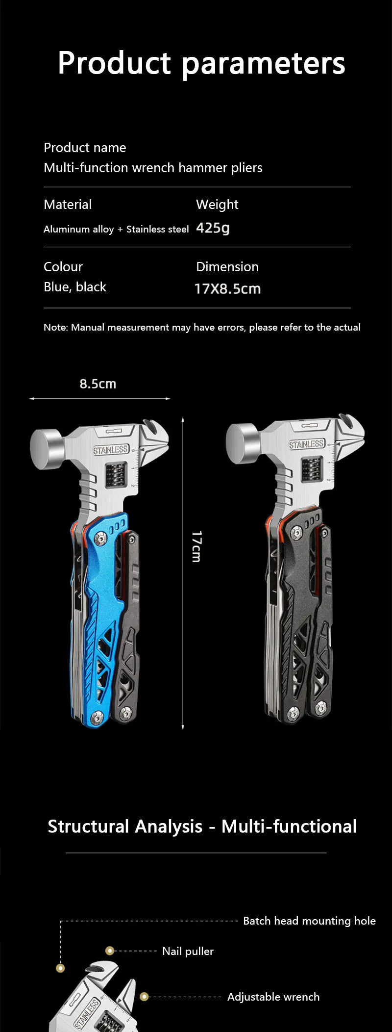 All-in-One Emergency Tool – Hammer, Pliers, Wrench & More in One