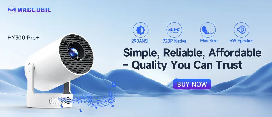 4K Android Projector – HY300 Pro with WiFi6, 260ANSI, BT5.0, and Home Theater Quality